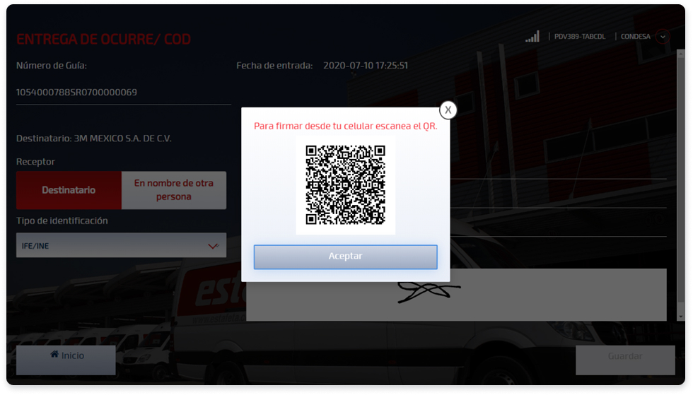 Estafeta - Contactless Sign for Delivery web app